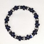 Bracelet bleu, cuir et strass