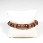 Bracelet extensible cuir et bois de santal